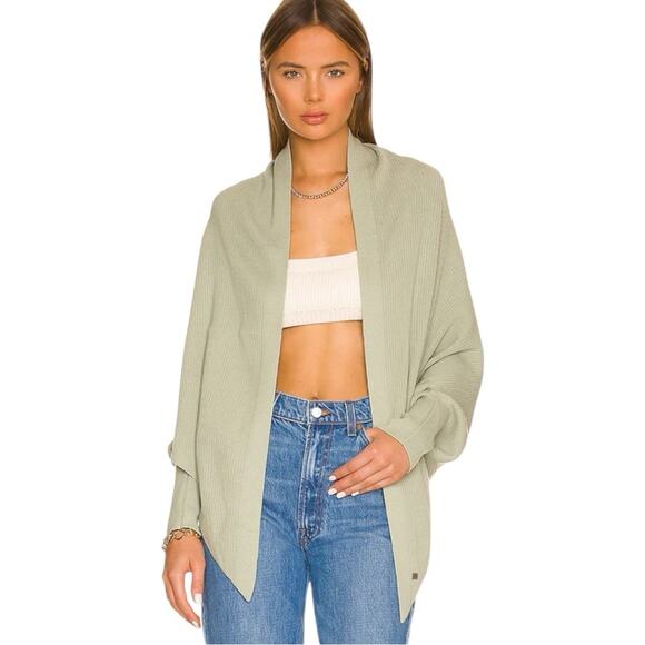 Soia & Kyo Becca Scarfigan in Sage Green Shrug Poncho Open Front Sweater OS - Picture 1 of 13